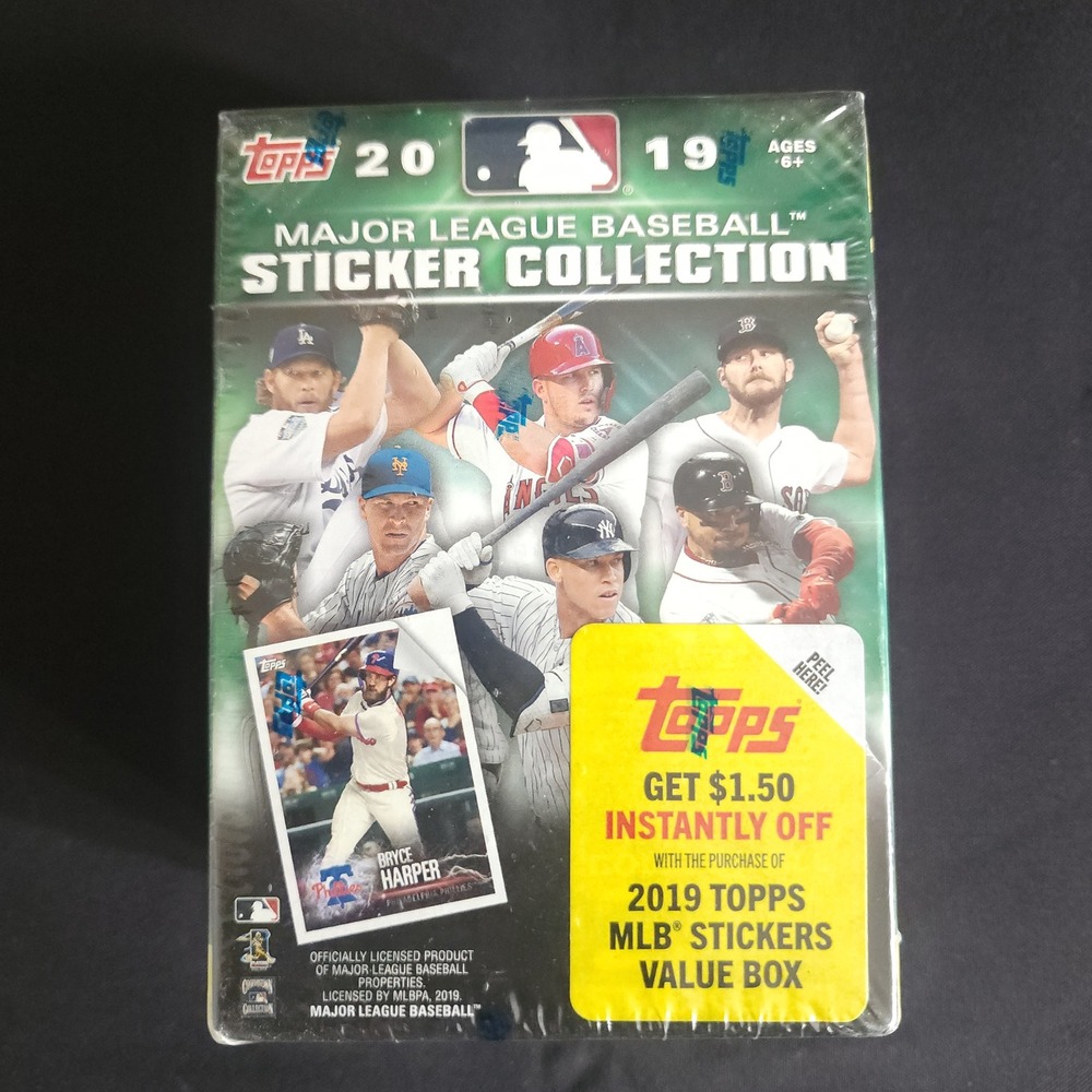 Topps 2019 MLB Sticker Collection Value Box 10 Packs Bryce Harper Mike Trout